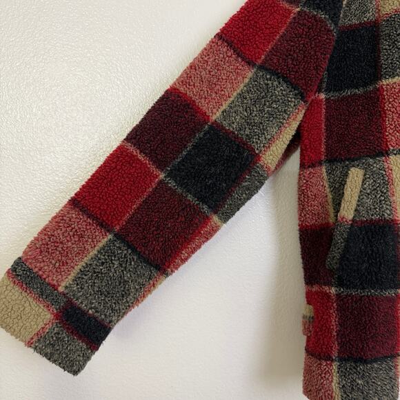 Vtg Tasha Polizzi TP Saddleblanket Fleece Jacket Womens M Red Check Southwest - Picture 7 of 12